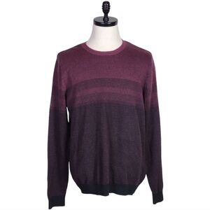 Marc Anthony Burgundy Gradient Crewneck Sweater XL Wool Cashmere Blend Mens